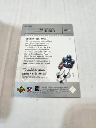 2002 SP Authentic Maurice Morris Rc Patch # MM - Picture 2 of 2