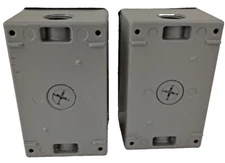 TayMac 2 Weatherproof Box Metal Gray 1-Gang Three 1/2" Outlet w/ Covers