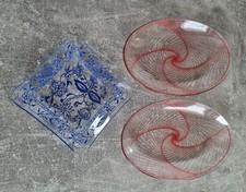 Servierplatte/Servierteller/Schale Glas 3Stück Mit Motiv,,neuwertig"