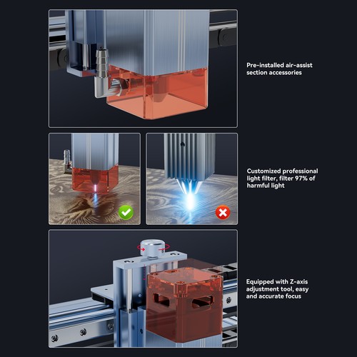 Atomstack Maker A10 V2 12W CNC Laser Engraver 400x400mm Linear Slide Rail S1M1 - Picture 7 of 12