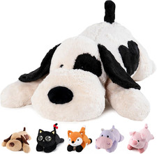 Black White Dog Weighted Stuffed Animals - 28 Inch 5.0 Pounds Weighted Plush D
