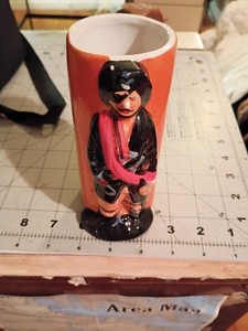 3D PIRATE & SKULL Tiki Mug (DW542) 5 3/4" Tall Jolly Roger! Avast Ye Mateys!