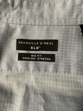 Shaquille O'Neal XLG Blue Dress Shirt Big Fit Stretch Mens 19 34/35 Long Sleeve