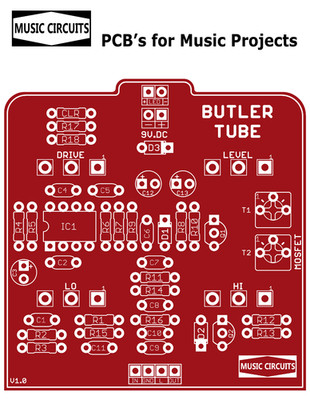 Leiterplatte für BUTLER TUBE V1.0 auf Basis des BK BUTLER TUBE DRIVER  REVISION 01.09.2022