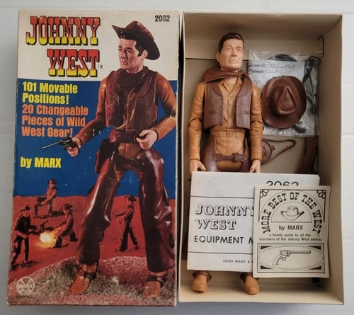Vintage Marx 1967-72 Johnny West Figure Set Campfire Box 100% Original Complete