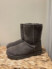 UGG Classic Calf Short II Grey Suede Sheepskin Boots Sz UK 6.5 EU 39 US 8