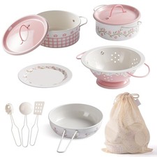 Play Pots and Pans Toys for Kids – 9 PCS Play Kitchen Accessories Set with Me...