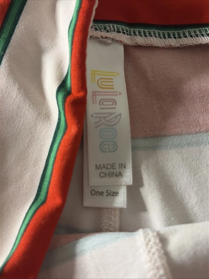 Nuevo LuLaRoe Holiday Candycane Rayas Rojo Blanco y Verde Leggings Talla OS (2-10) Foto 3 de 4