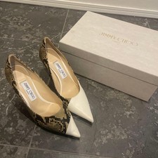 Rare Jimmy Choo Python Print Pointed Toe Heels Women's Size 37 US 6.5-7