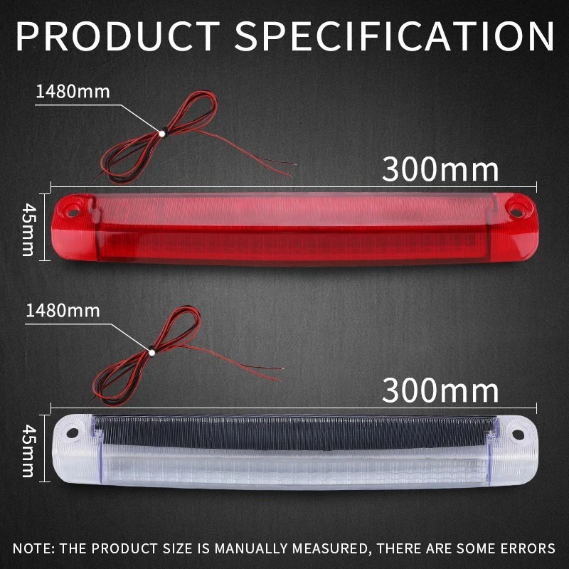 Universal Red Car LED 12V High Mount Third 3RD Brake Cargo Stop Tail Light Lamp - Imagem 4 de 4
