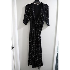 Boden Black Pink Polka Dot Wrap Midi Dress Elbow Sleeve J0700 US 12R UK 16R