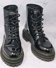 KURT GEIGER LONDON Women's Birdie Combat Boots Rainbow Details Size - 6.5 READ