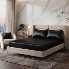 Satin Fitted Sheet Twin Black 15" Deep Pocket