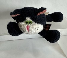 Vintage Russ Berrie Black Cat Kitten White Face Orange Black Bow 4  Item 26689