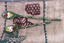Vintage British Bargeware Wooden Spoons - Rustic Kitchenalia