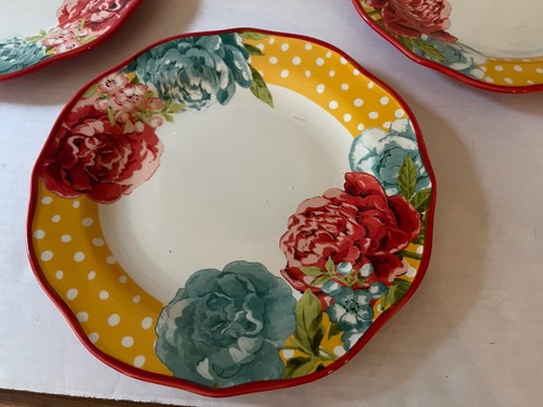 "Juego de 4 platos de cena PIONEER WOMAN BLOSSOM JUBILEE 2818 DVD gres 10,5""" - Imagen 13 de 22