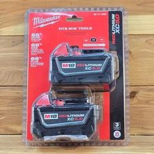 Milwaukee Batteries M18 Red Lithium XC 5.0 Ah Battery 2‑pack 48‑11‑1852