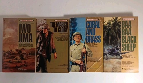 A Bantam War Book Lot Of 4, IWO JIMA, The March To Glory. Coral and Brass Marine