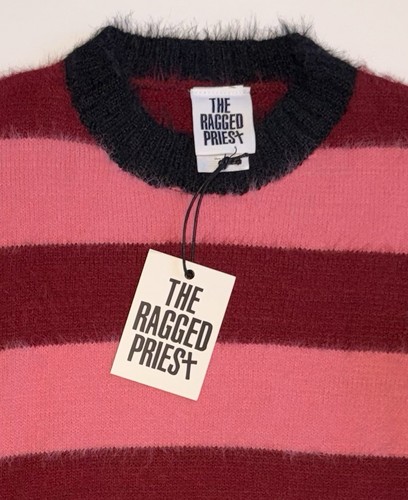 NWT Ragged Priest Oversized Sweater Medium Pink Black Multi Color Fuzzy Cropped - Picture 17 of 17