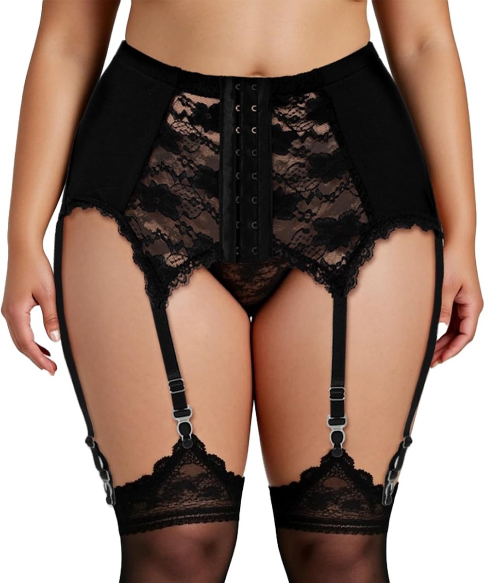 High Waist Suspender Belt Women High-Waist Floral Lace Garter Belt Plus  Size Suspender Belt