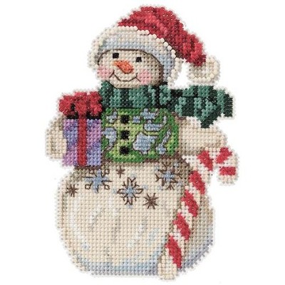 Mill Hill/Jim Shore 14ct Kreuzstich-Set 3,5''x5'' - Schneemann mit Zuckerstange