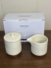 Citrine Creamer And Sugar Set NIB Cream Color