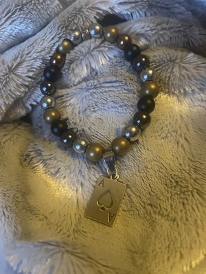 ACE OF SPADES schweres Metall Perlen Männer Glück Armband gemischter Ton 8 Zoll