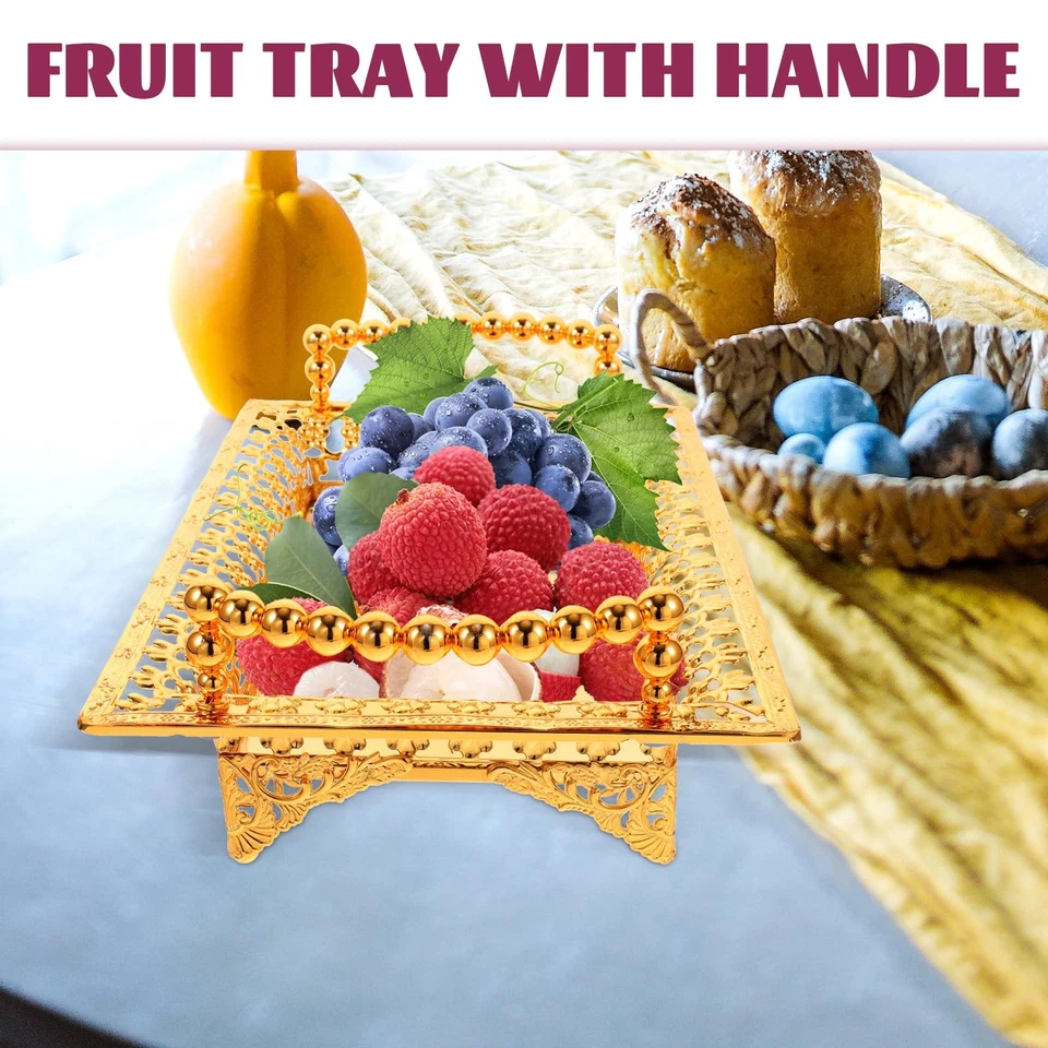 Fruit Plate 2pcs Metal Nordic Decor Decor Metal Serving Tray Snacks Storage T... - Image 4 of 4