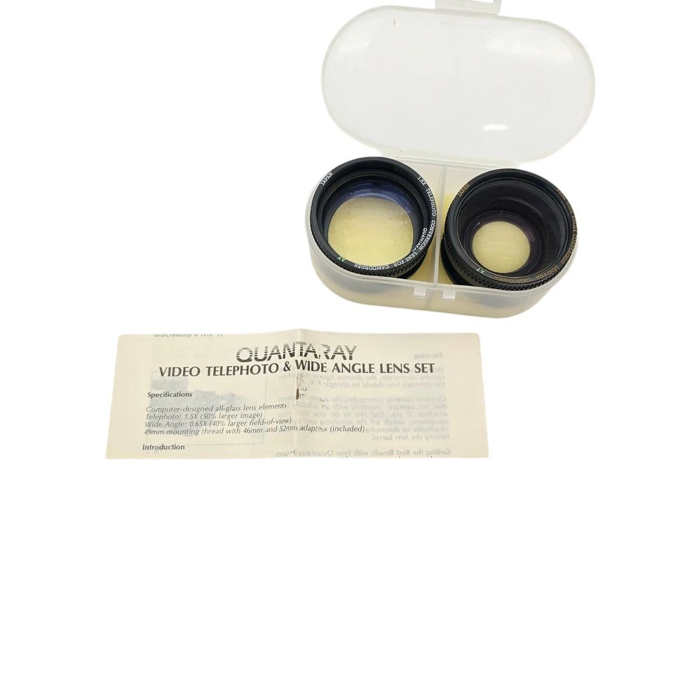 Quantaray Video Telephoto & Wide Angle Auxiliary Lens Set Made In Japan Nib - Image 3 of 4
