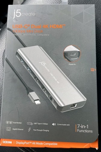 Brand New j5create USB-C Dual 4k HDMI 10gbps mini dock JCD398 - 第 1/3 張圖片