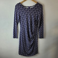 Seraphine Women Size 12 Purple Blue Print Stretch Dress Formal Casual Maternity