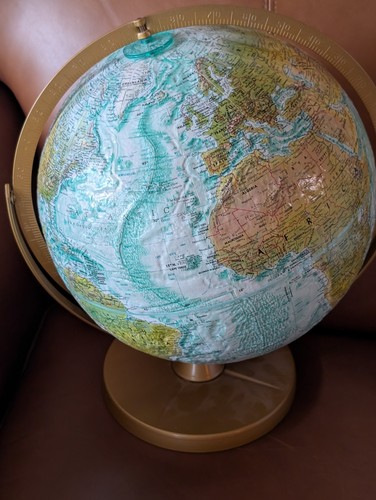 Vintage Replogle World Ocean Series 16"Globe 3D Raised Relief Metal Base