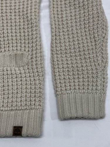 Vintage Timberland Elfenbein Grobstrick Waffelmuster Wolle Cardigan Pullover Taschen Herren M - Bild 4 von 10