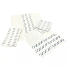 Sultan's Linens 5 PC Kitchen Towel, Dishcloth & Scrubber Set in White & Blue