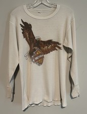 Vintage Harley Davidson Thermal Long Sleeve White Medium 1991