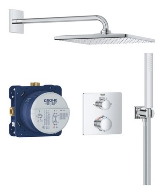 Grohe Precision Thermostat Duschsystem mit Vitalio Rain Mono 310 Cube - Chrom