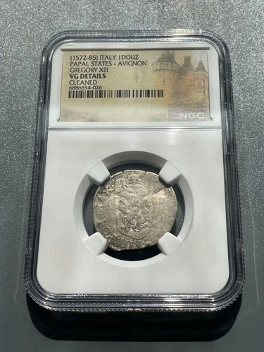 Papal States. France Pope Gregory XIII, 1572-1585. Billon Douzain, NGC VG Detail