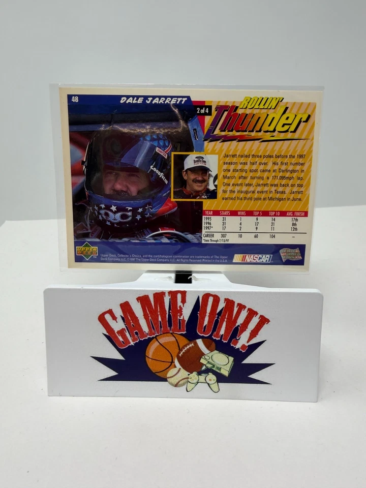 1997 年 UD Collector's Edge NASCAR Dale Jarrett Rollin' Thunder 卡 #48 — 第 2/2 张图片