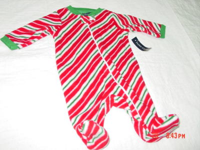 NWT Infant Baby Girl Boy Sleep and Play Outfit Christmas Theme Candy cane New
