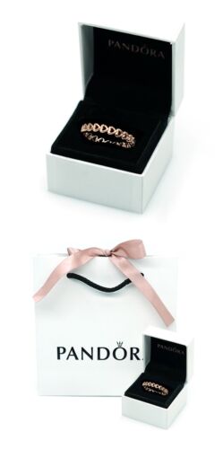 NEW Authentic PANDORA Rose™ Gold Linked Love Hearts Stackable Ring 180177 - Picture 3 of 5