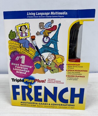 Living Language Multimedia Triple Play Plus French PC Multimedia Age 8+ Sealed!