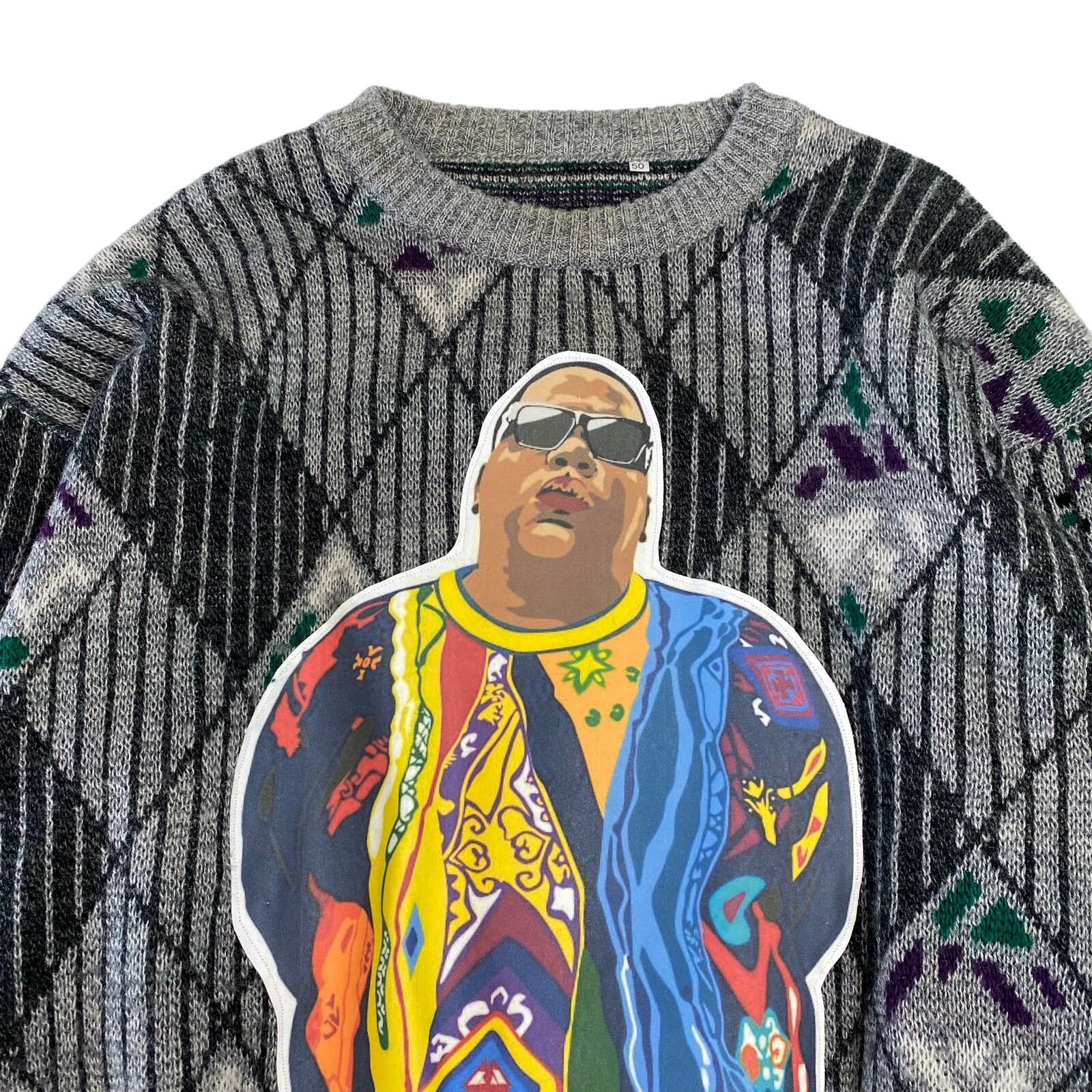 Men's Vintage Notorious BIG Biggie Smalls Coogi Style Knit sweater