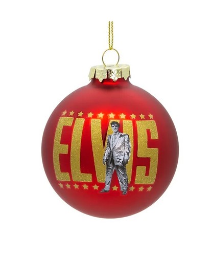 80MM Elvis Presley® Glass Red Ball Ornament EP4231 w - 第 1/1 張圖片