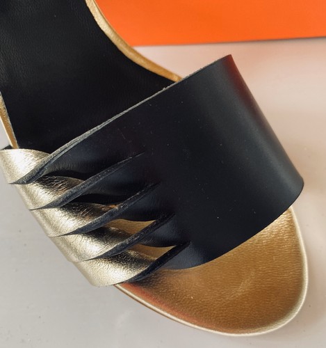 CLAUDIA CIUTI NEW IN THE BOX BLACK AND GOLD GLADIATOR FLAT SANDLE 8,5M - Picture 3 of 12