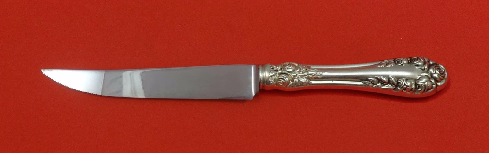 Rose by Wallace Sterling Silver Steak Knife Serrated HHWS Custom 8 1/2"