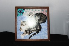 Vintage Mimi Vang Olsen Cat Tile Trivet Cats Purrfect Friends BISCUIT & MUFFIN