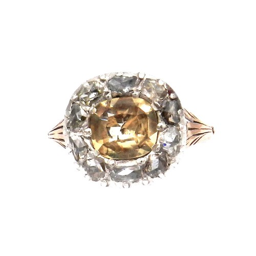 Antiker Citrin Diamant Ring in 14K Gold und Silber um 1870 - Picture 2 of 6