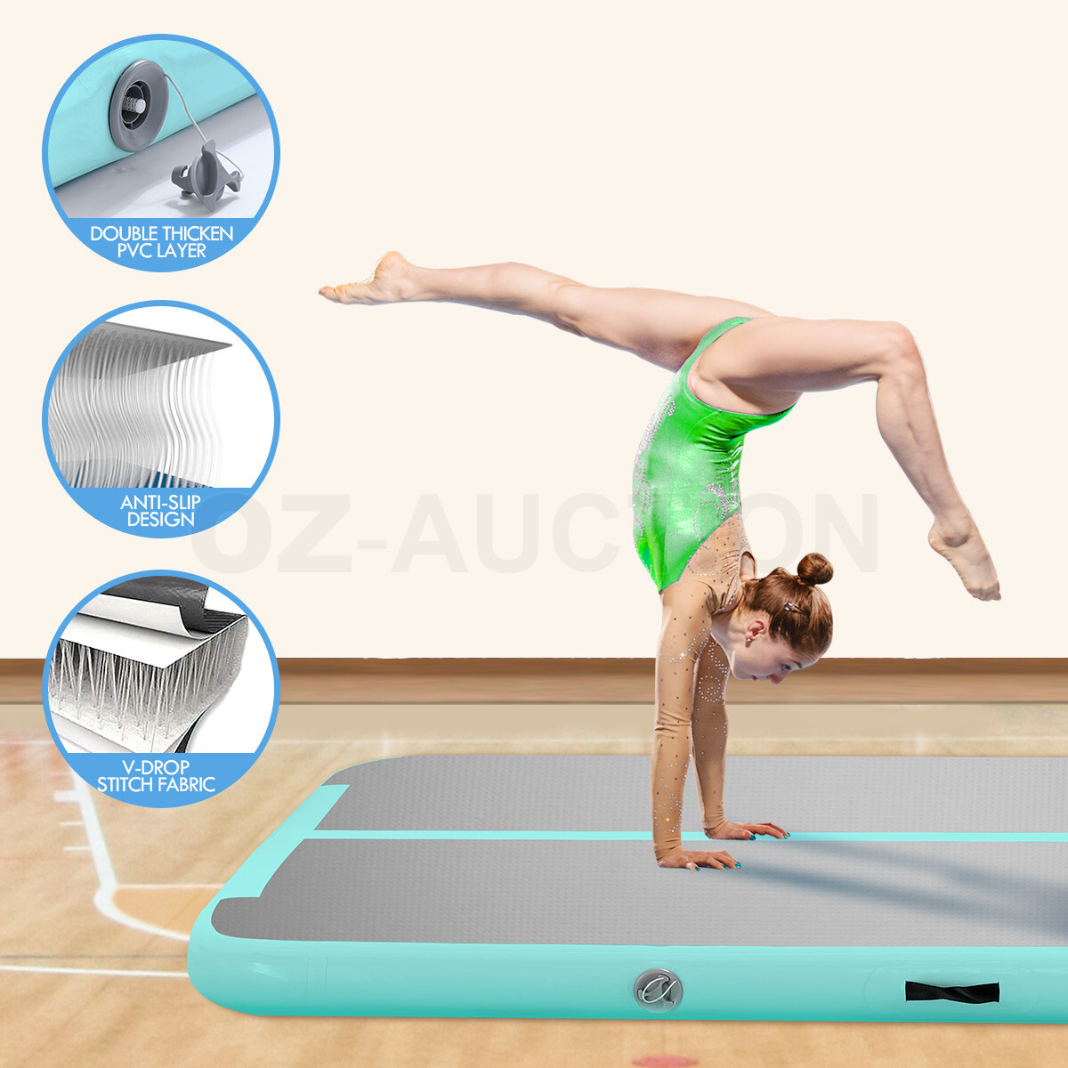 Genki Inflatable Air Track Gymnastics Yoga Mat Tumbling Floor Training