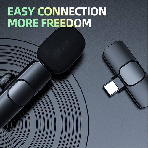 Microfono Wireless Lavalier Microfono Clip-on per Telefono Registrazione Audio Video - Foto 4 di 20