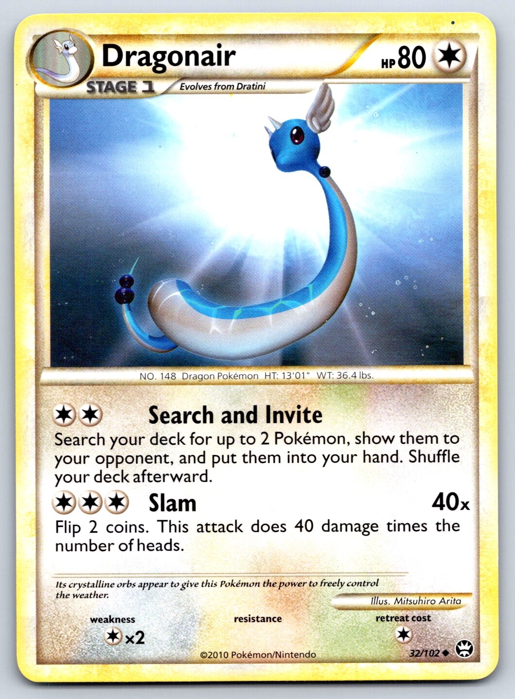 Dragonair - HGSS Triumphant 32/102 Vintage Mitsuhiro Arita Pokemon Card LP